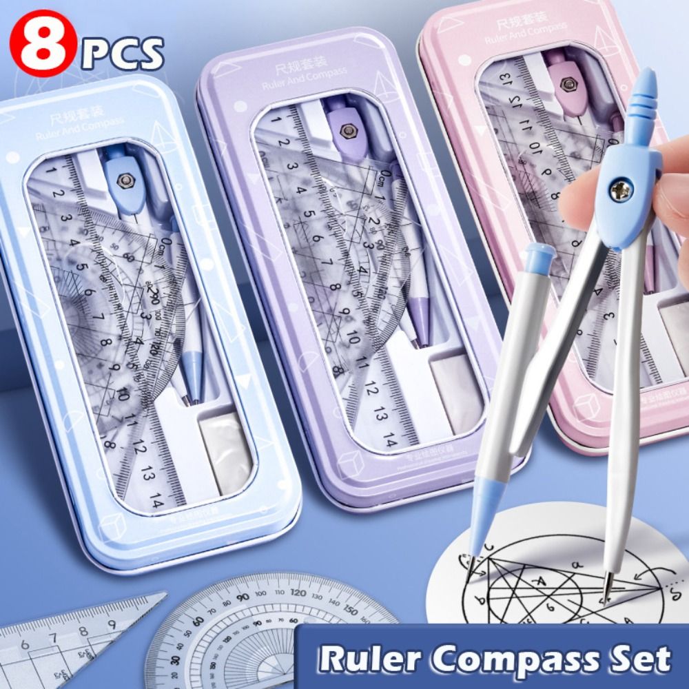 Ruler Set Transparent - Conjunto de 8 Peças: Régua de