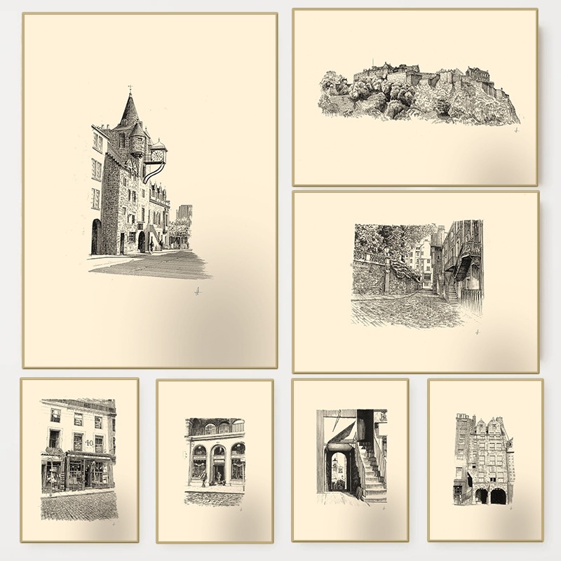 Fountain Pen Ink - Pôster Vintage do Castelo de Edimburgo