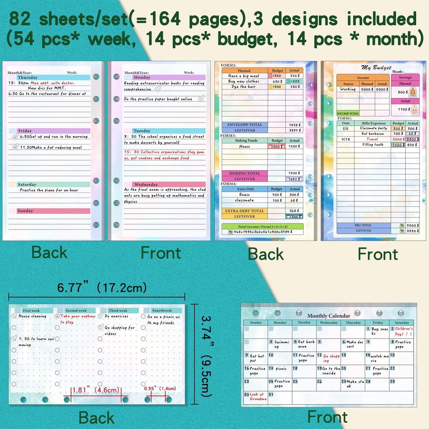Conjunto de recargas de fichár - Planner Weekly Budget avaliação e preço