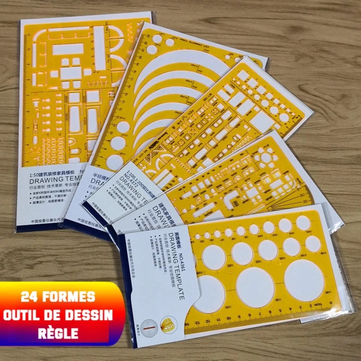 Conjunto de modelo de desenho  - Ruler Set Transparent avaliação e preço