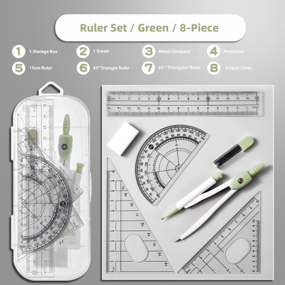 8 Pçs/set Régua de Plástico Co - Ruler Set Transparent avaliação e preço