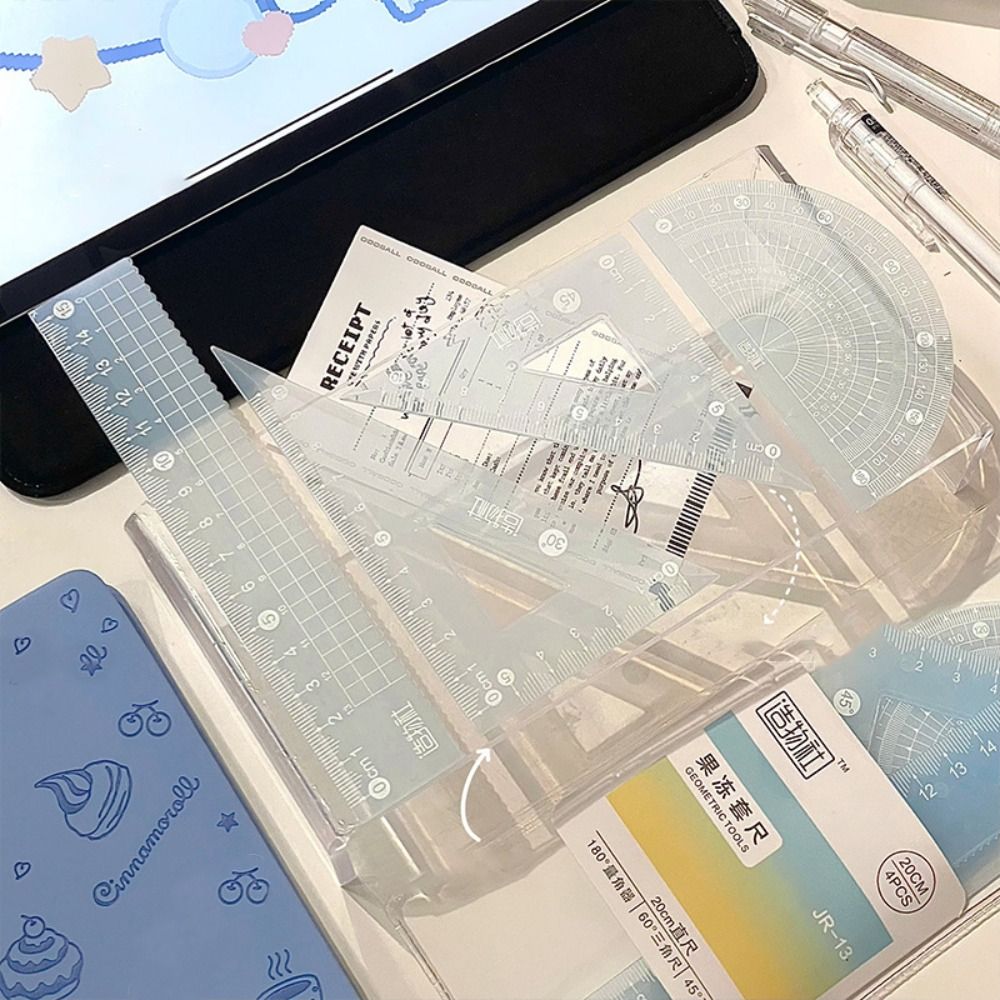 4 pçs/set multifuncional 15/20 - Ruler Set Transparent avaliação e preço